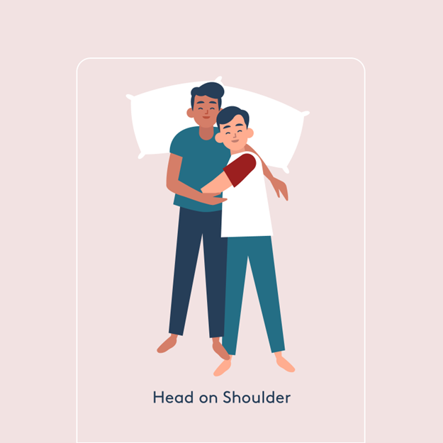 Couple sleeping with head on shoulder